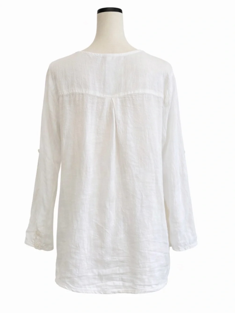 Terzo Millennio 100% Linen Top White Crochet Hem Long Sleeve Made in Italy Sz L - Picture 3 of 6